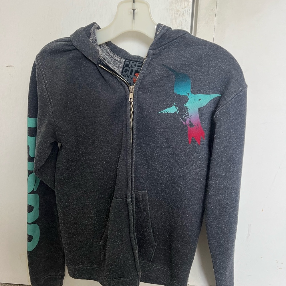 Free City zip up hoodie in charcoal